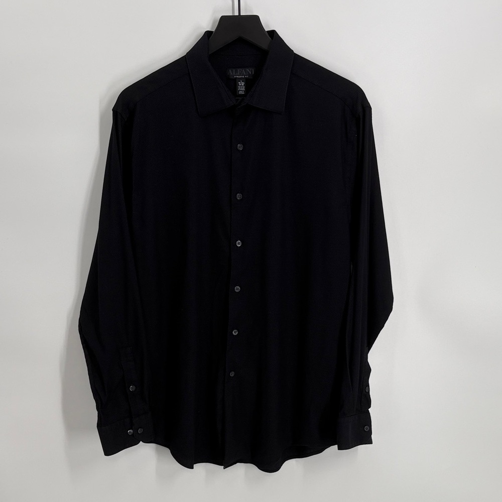 Alfani Athletic Fit Black Button Front Shirt - Size 16 1/2